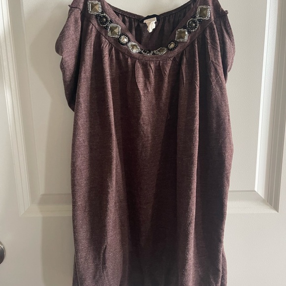 Vanity Deep Brown Embellished Blouse - Picture 1 of 4
